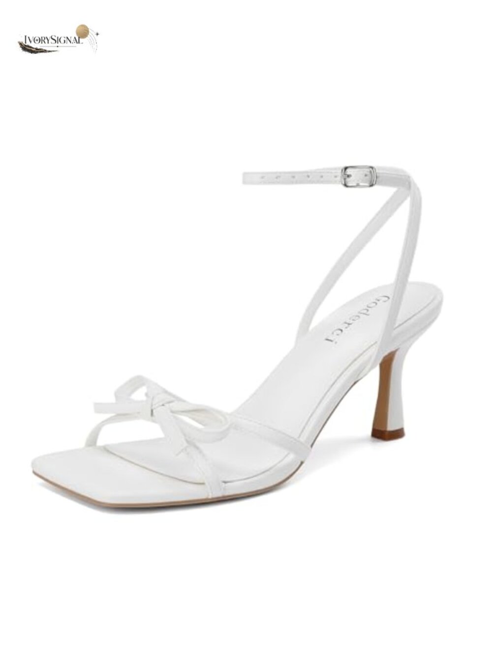 Women's Kitten Heels Bow Strappy Sandals Square Toe PU 2.75 Inch